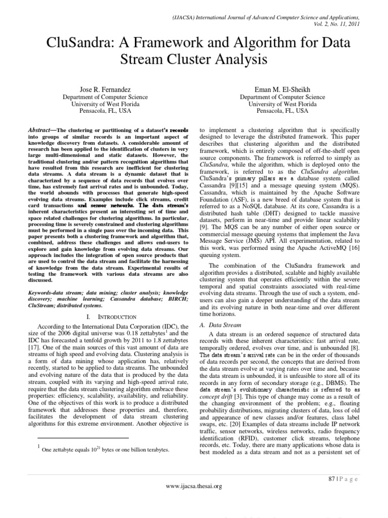 Paper 15 - CluSandra A Framework and Algorithm For Data Stream Cluster ...