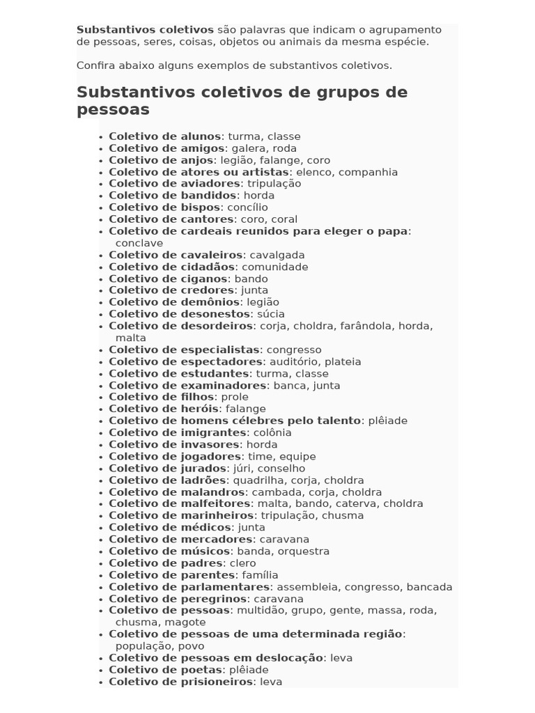 Substantivos Coletivos | PDF