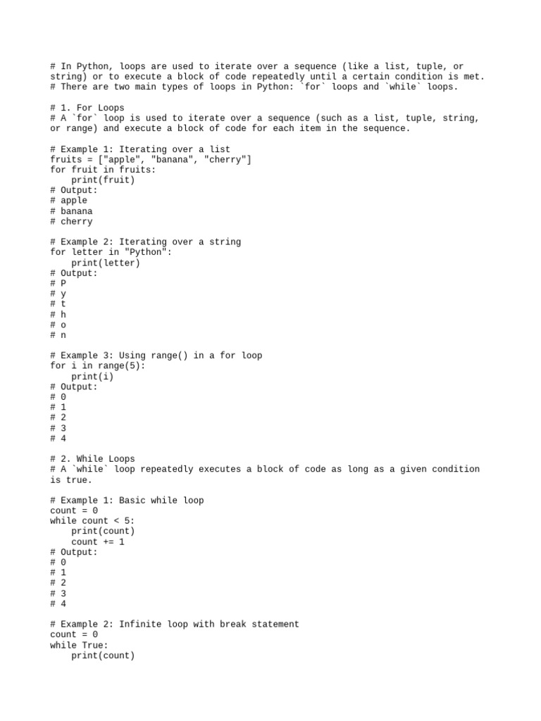 Python Loops Explanation | PDF