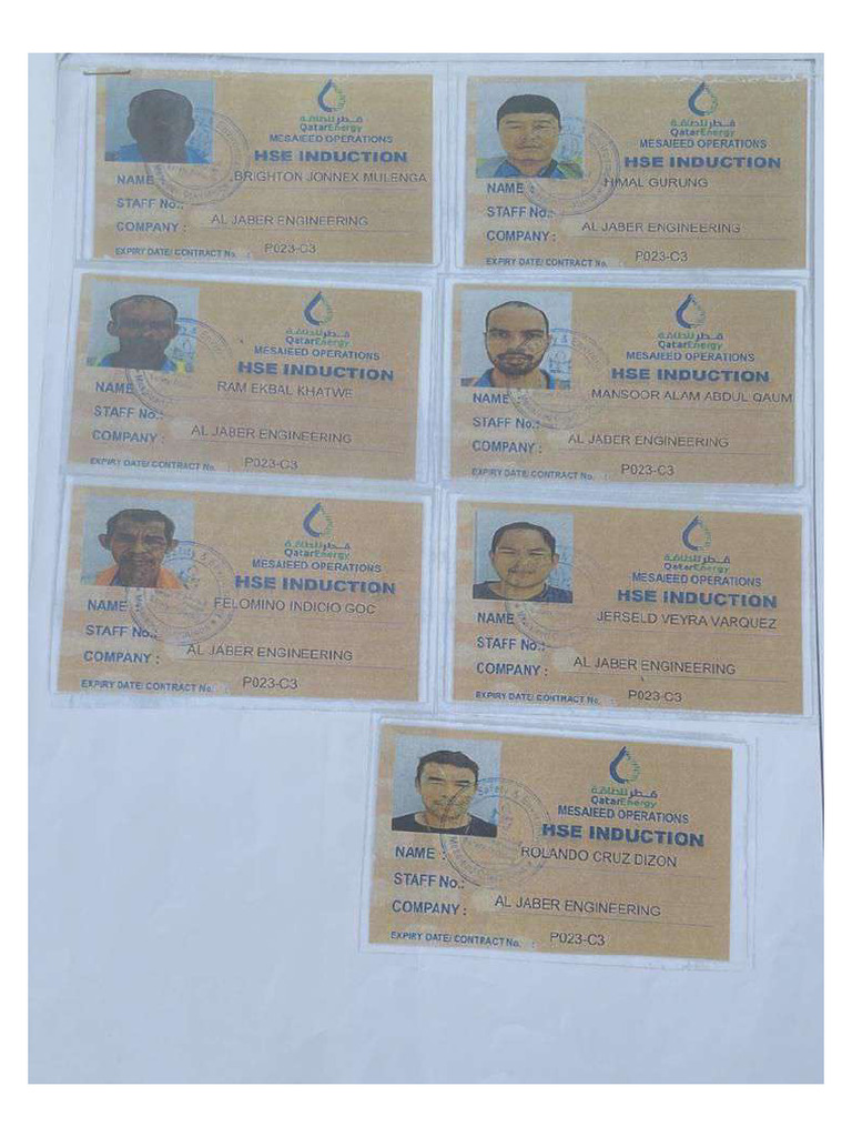 QP HSE Induction ID's | PDF