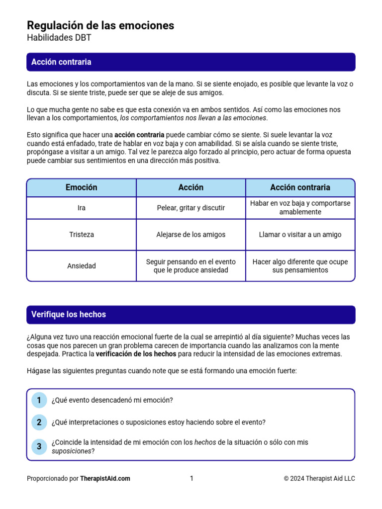 DBT Emotion Regulation Skills | PDF