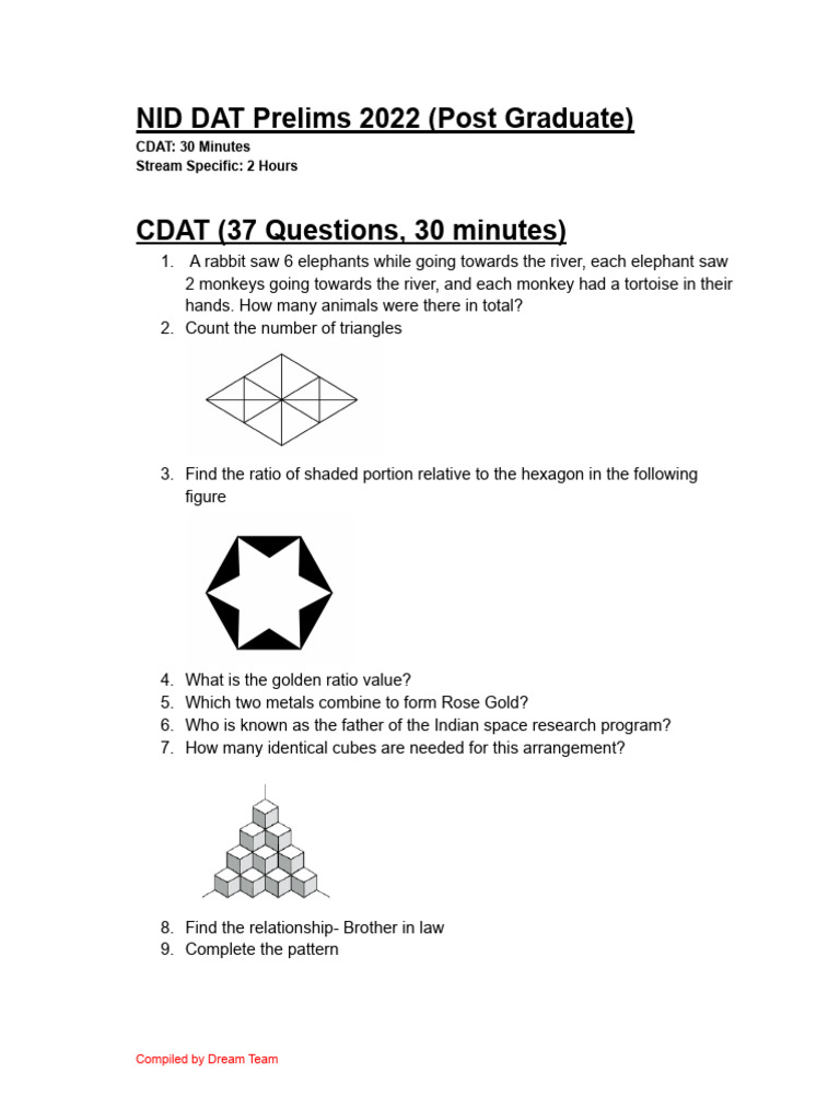 NID DAT-Prelims 2022 | PDF