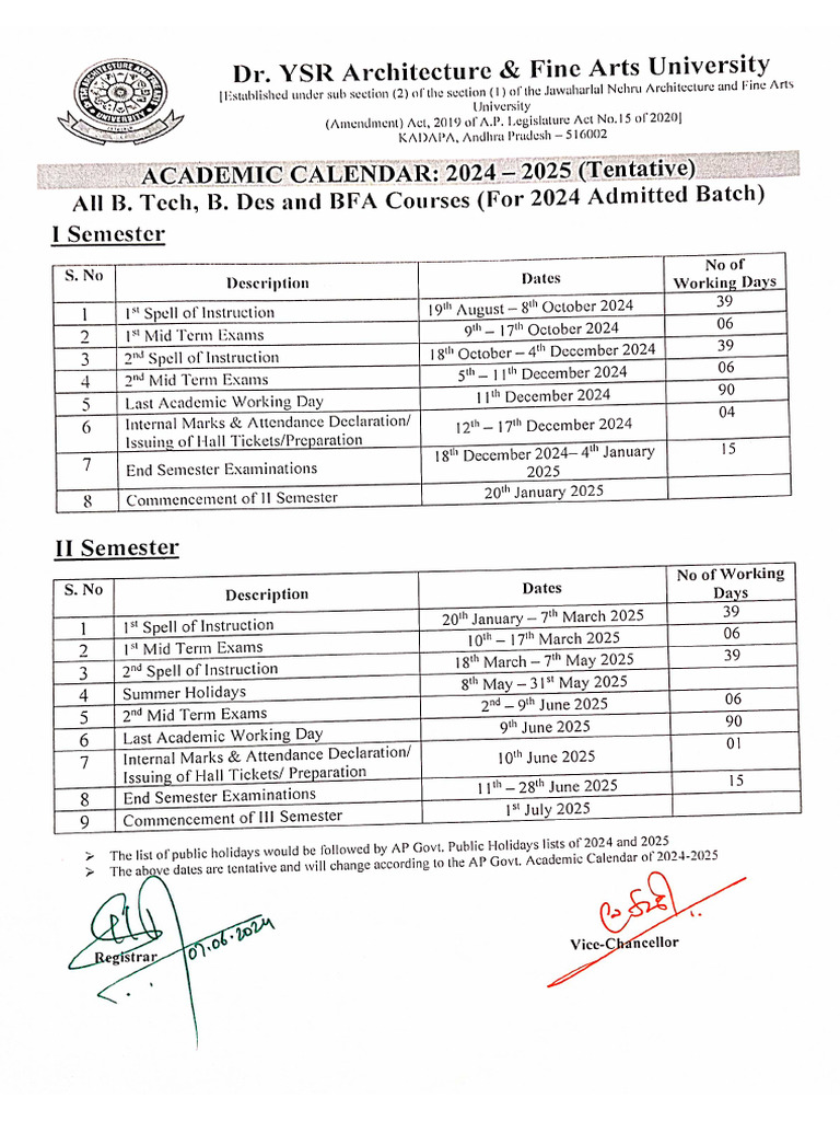 Academic Calendar 2024-25 | PDF