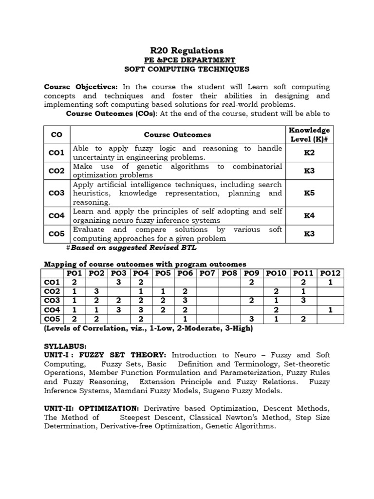 Soft Computing Techniques Theory Syllabus | PDF