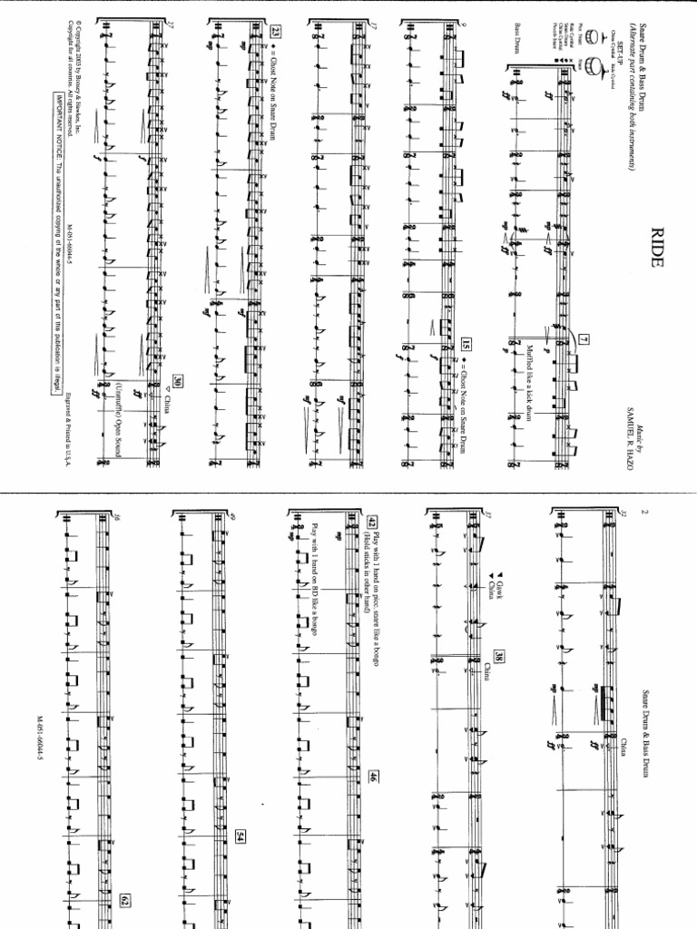 34 ride snare bass drum pdf