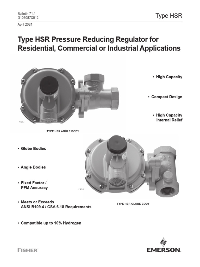 Data Sheets Type HSR Pressure Reducing Regulator Forresidential ...