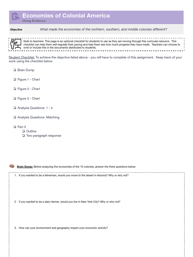 Thirteen Colonies Comparison Pdf