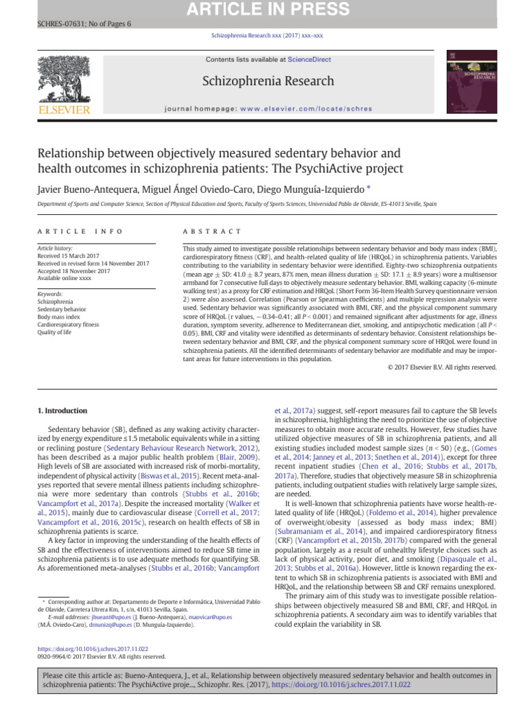 Relationship Between Objectively Measured Sedentary Behavior and Health ...