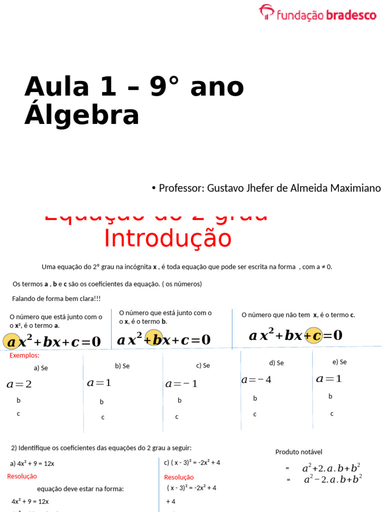 Aula 1 - Equao Do 2 Grau | PDF