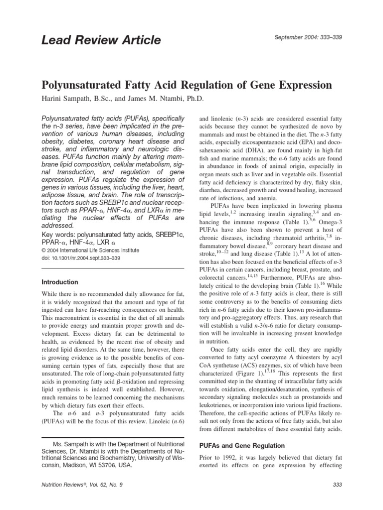 Polyunsaturated Fatty Acid Regulation of Gene Expression | PDF