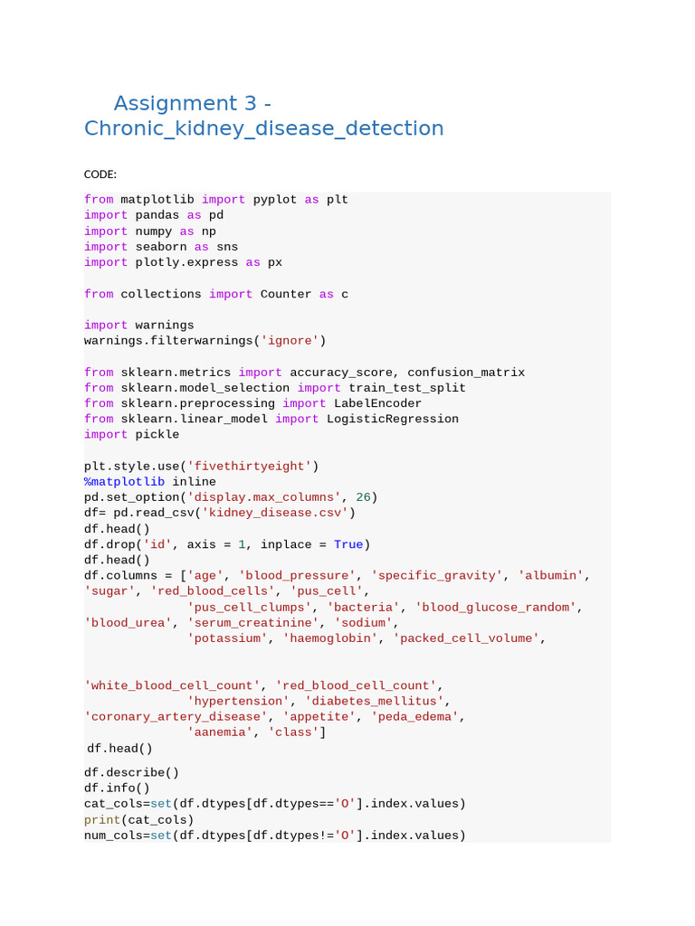 Chronic - Kidney - Disease - Detection Assig | PDF