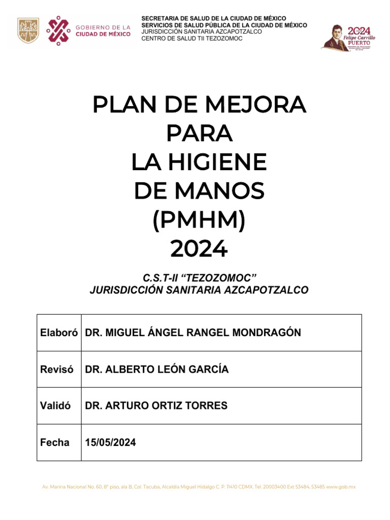 Plan Mejora Higiene de Manos 2024 | PDF | Lavado de manos | Higiene