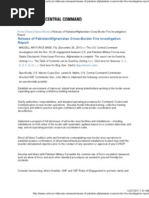 Final report on Salala attack by Brig. Gen. Stephen Clark