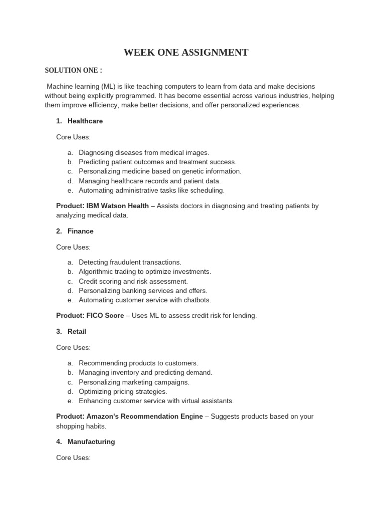 Al - ML Week 1 Assignment | PDF | Machine Learning | Computers