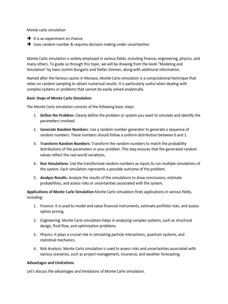 Monte carlo simulation | PDF