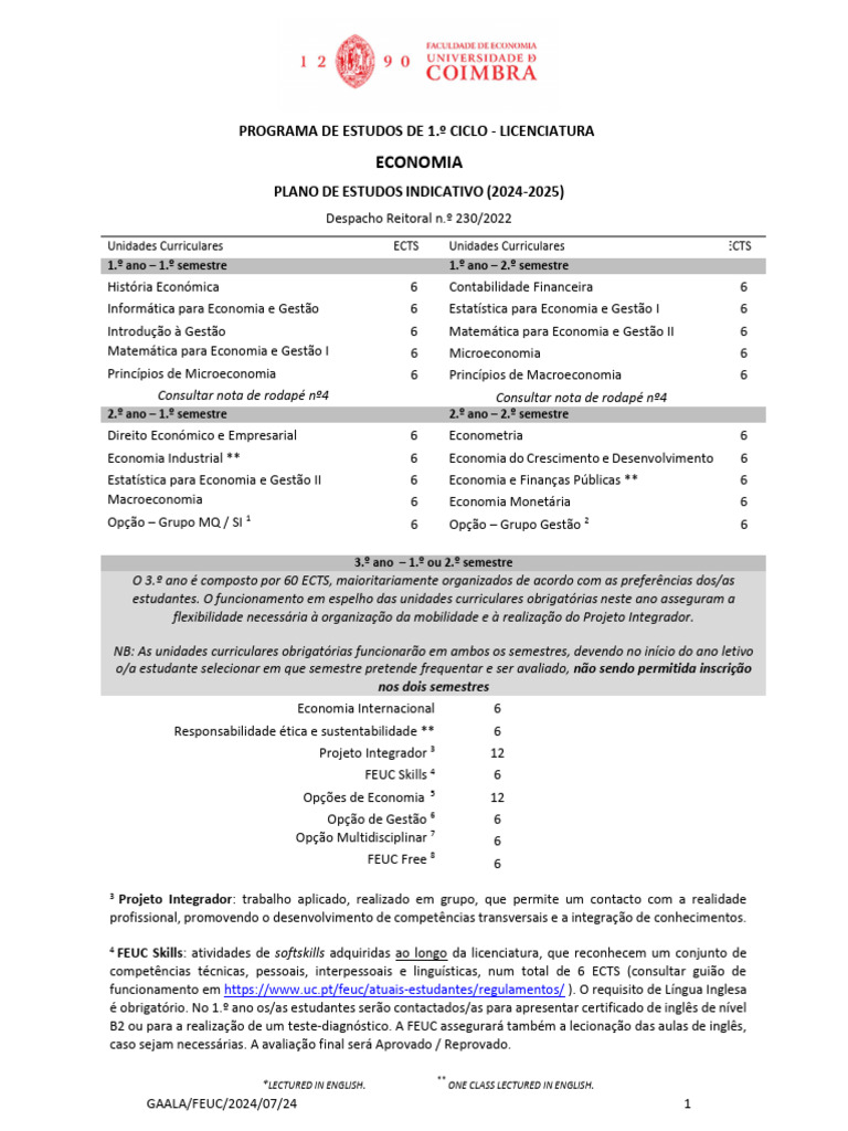 Le - Plano de Estudos 24-25 v2 | PDF