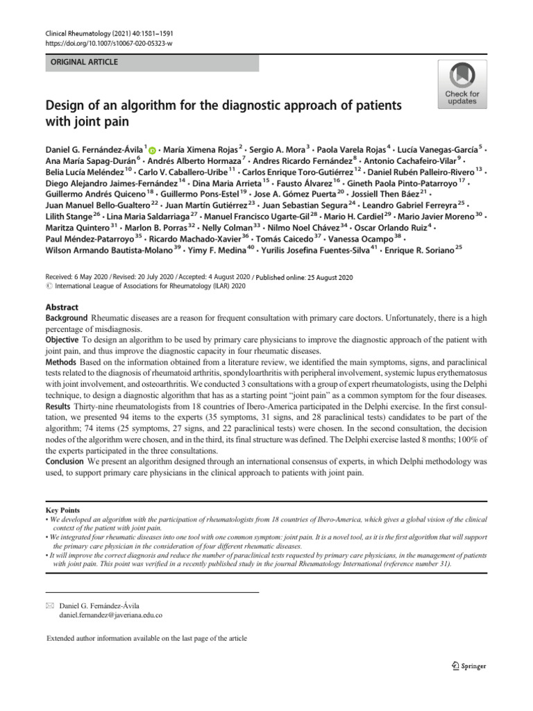 Design of An Algorithm For The Diagnostic Approach of Patients With ...