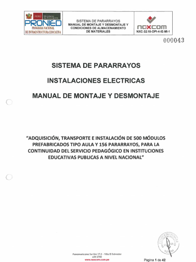 Pararrayos - Manual de Montaje y Desmontaje - Nexcom | PDF