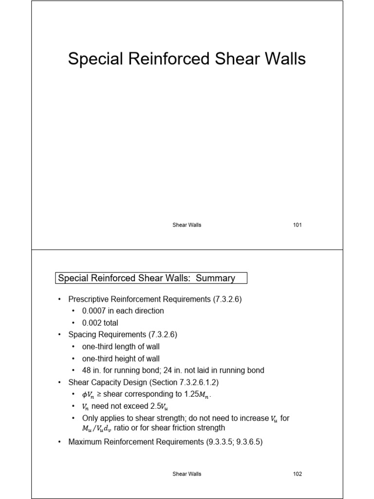 Special Reinforced Shear Walls Guide | PDF | Masonry | Beam (Structure)
