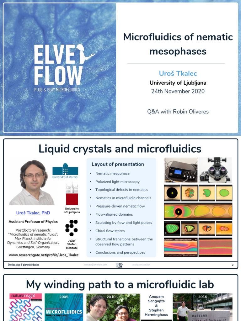 Elveflow Webinar Microfluidics of Nematic Mesophases by Uros Tkalek | PDF
