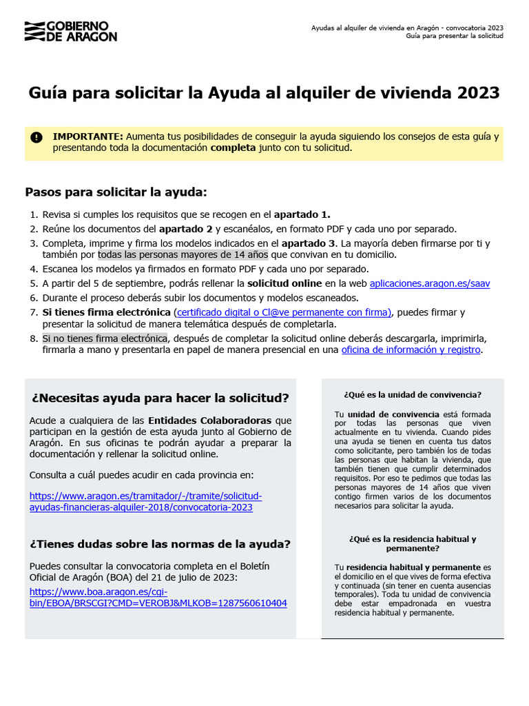 Guía Básica de Ayudas Al Alquiler | PDF
