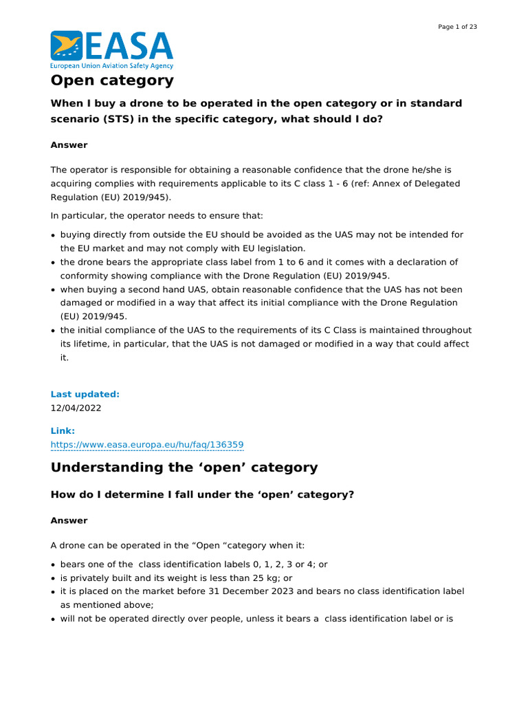 EU Drone Operation Guidelines | PDF | Unmanned Aerial Vehicle | Business