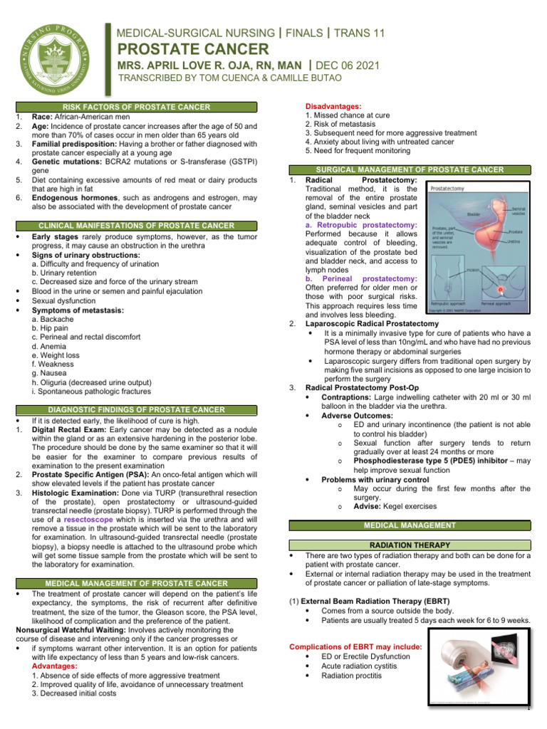 (MS) Trans 11 - Prostate Cancer | PDF