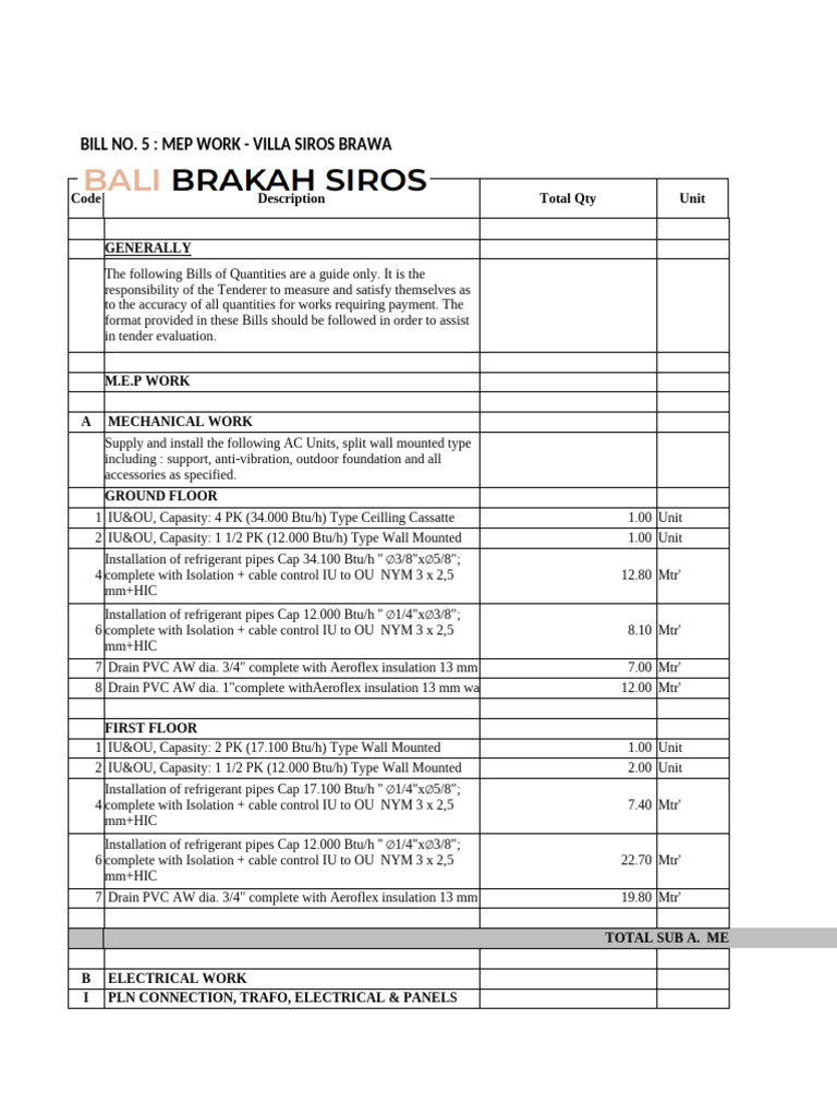 BQ MEP NEW Pak Made | PDF