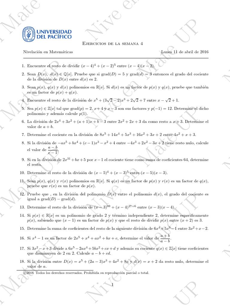 Semana4 Ejercicios | PDF | División (Matemáticas) | Métodos y ...