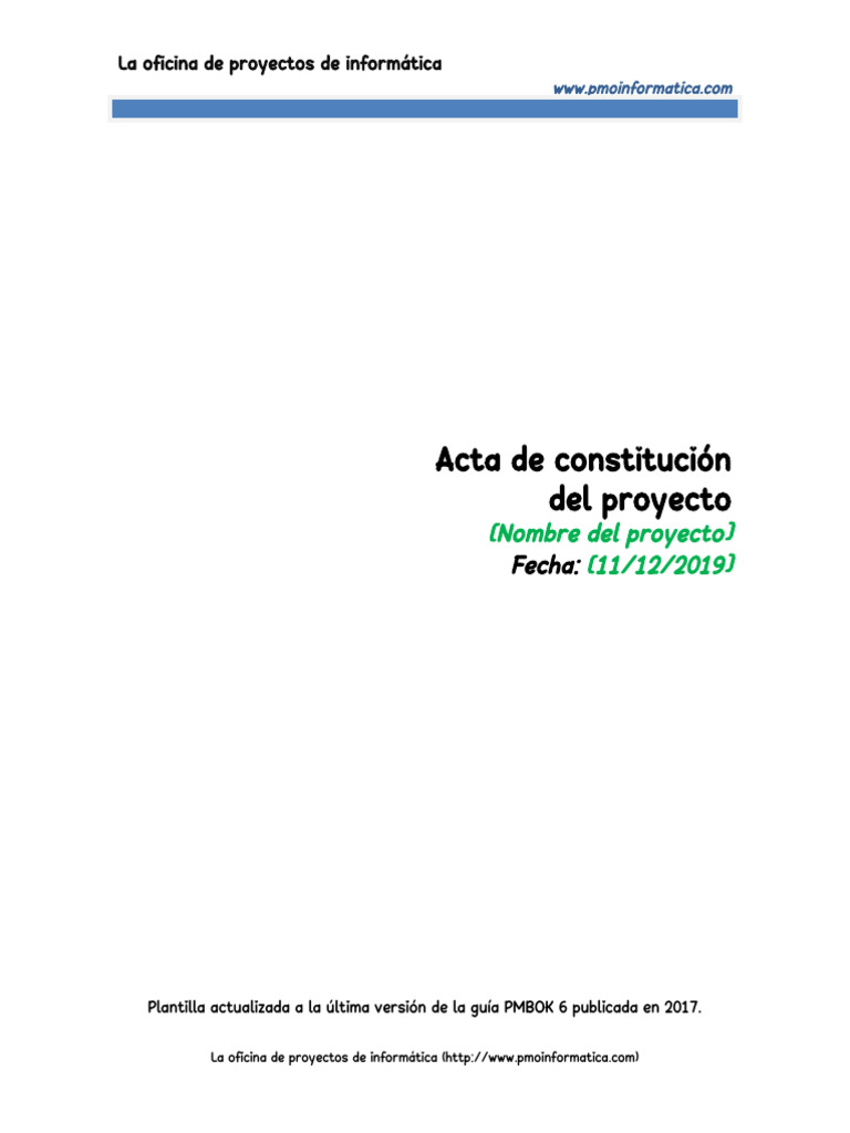 PMOInformatica Plantilla Acta de Proyecto | PDF