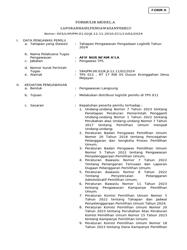 Form A 003 | PDF