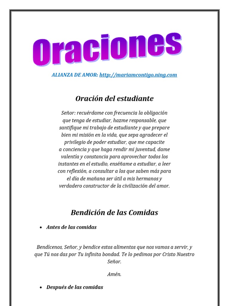 Oraciones sobre el Amor y la Alianza | PDF | Oración | María, madre de ...
