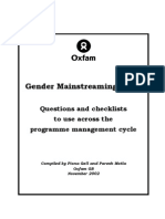Gender Mainstreaming Tools: Questions and Checklists To Use Across The Programme Management Cycle