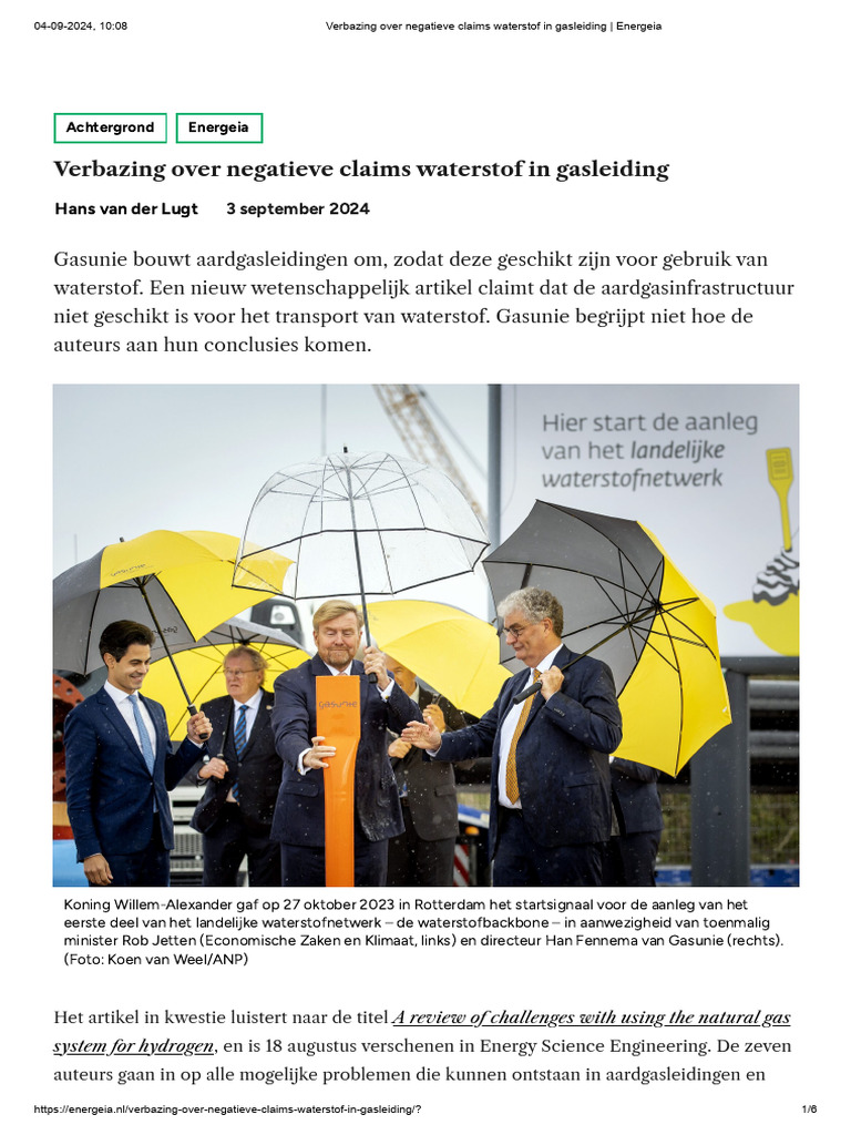 Verbazing Over Negatieve Claims Waterstof in Gasleiding - Energeia | PDF