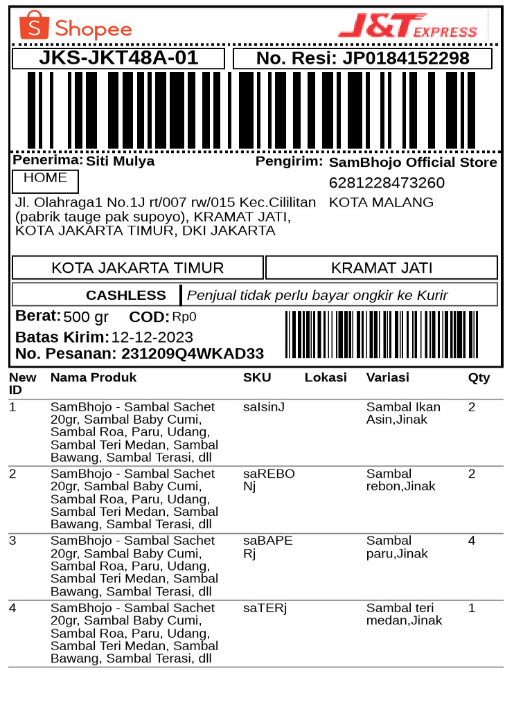 Label Pengiriman - Reguler - 1 - 552 | PDF