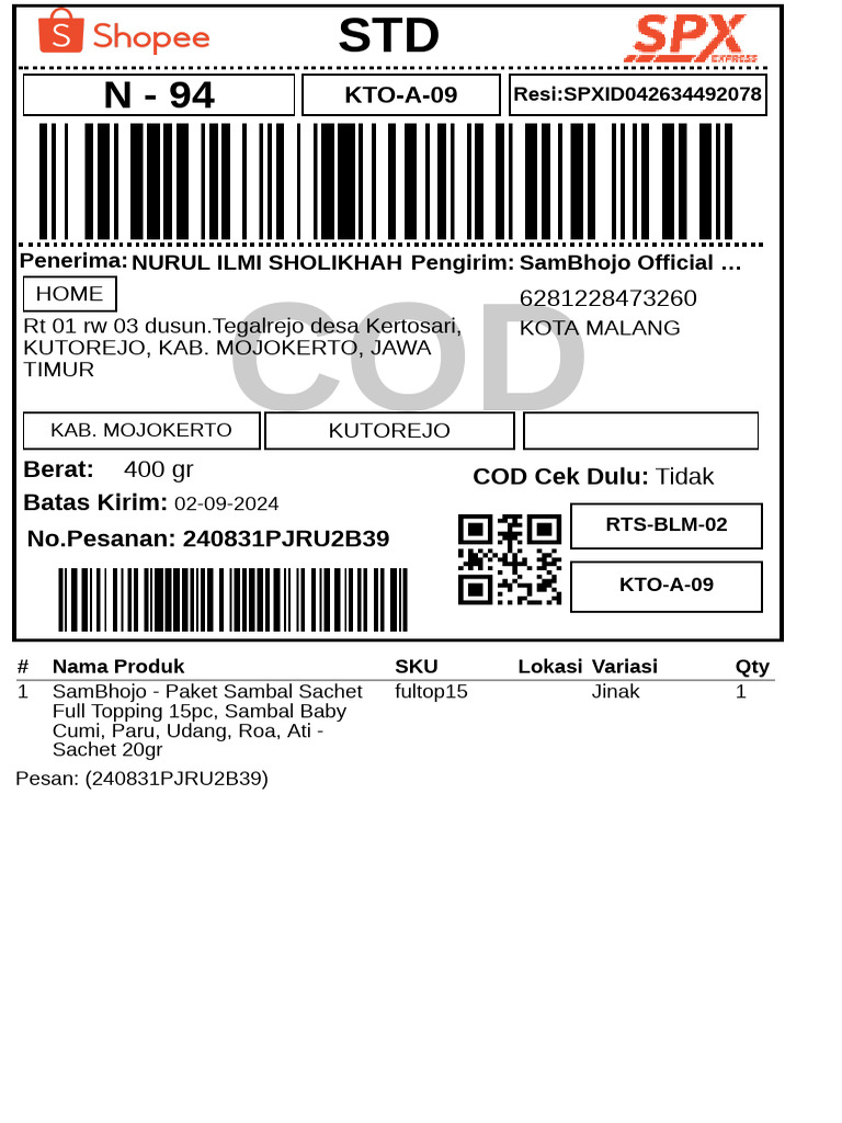 Label Pengiriman - Reguler-5 - 62 | PDF