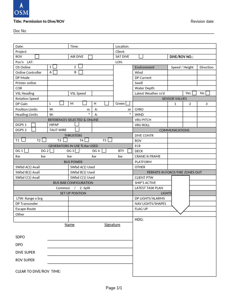 Permission To Dive ROV | PDF