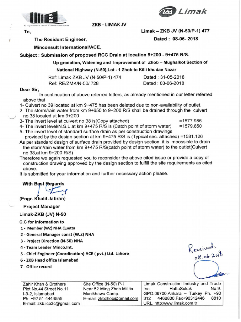 RCC Drain at 9+200-9+475 Letter | PDF