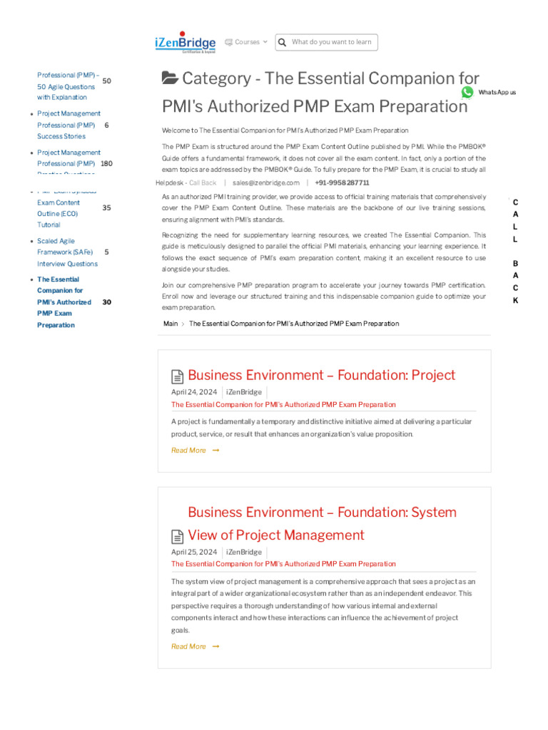 Essential Companion For PMP Exam Preparation | PDF