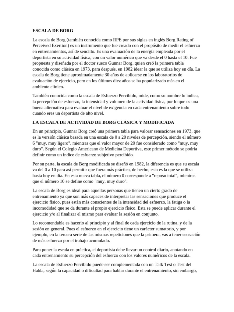 Escala de Borg | PDF | Percepción | Salud y bienestar