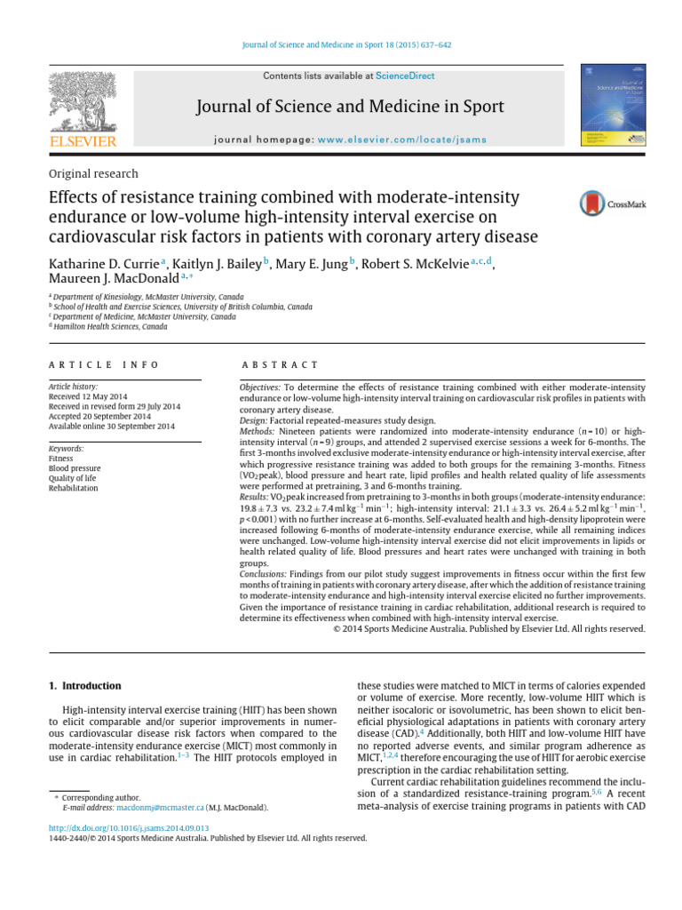 Effects of Resistance Training Combined With Moder | PDF