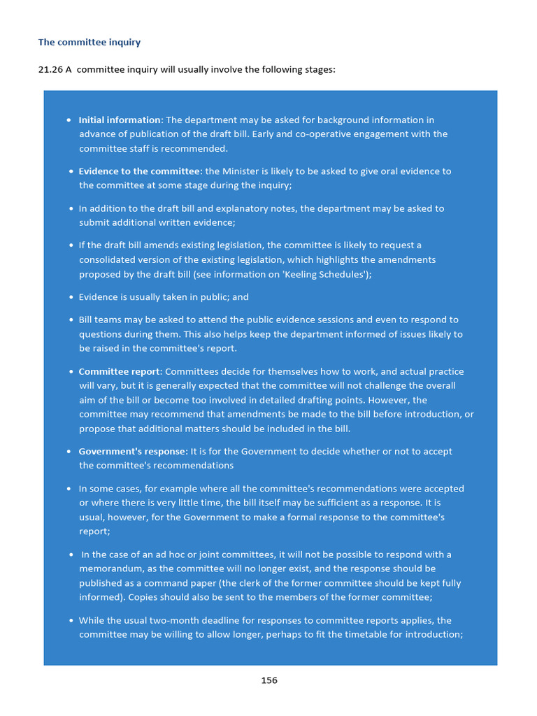 Initial Information: 21.26 A Committee Inquiry Will Usually Involve The ...