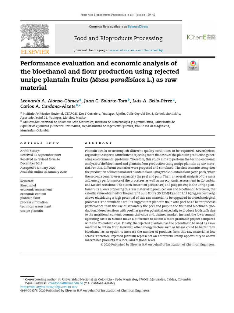 Performance Evaluation and Economic Analysis of The Bioethanol and Our ...