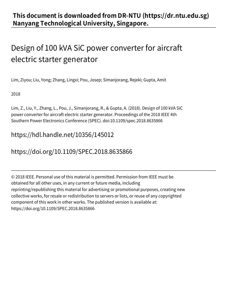 Design of 100 kVA SiC Power Converter For Aircraft Electric Starter ...