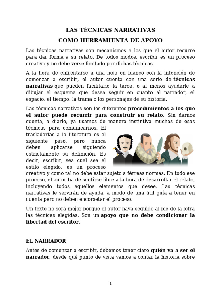 Las Técnicas Narrativas | PDF