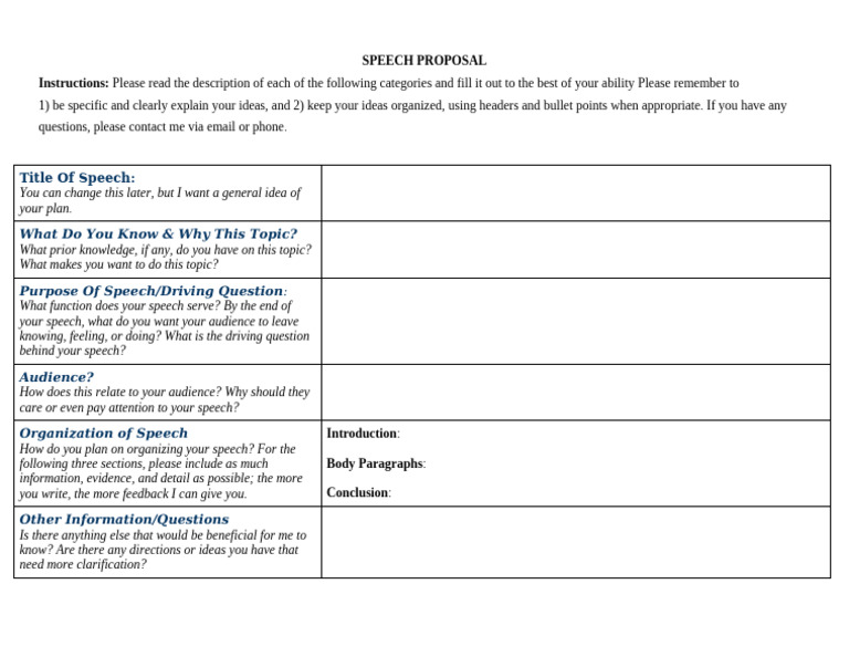 Persuasive Speech Proposal | PDF