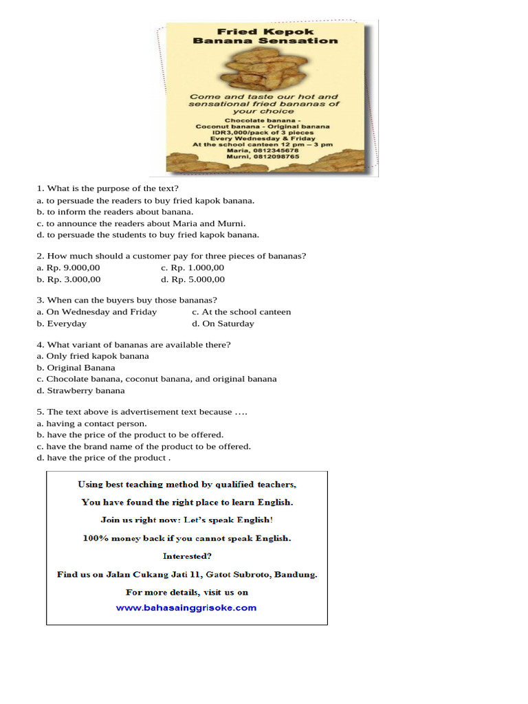 Contoh Soal Advertisement | PDF