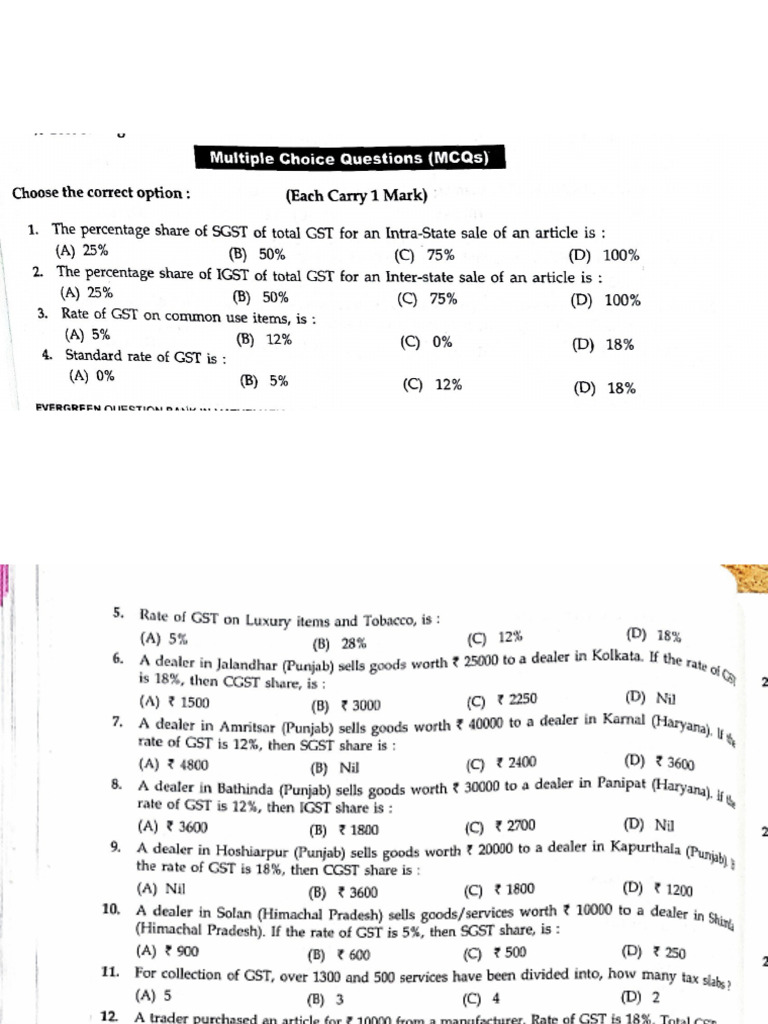 Gst Mcqs Pdf