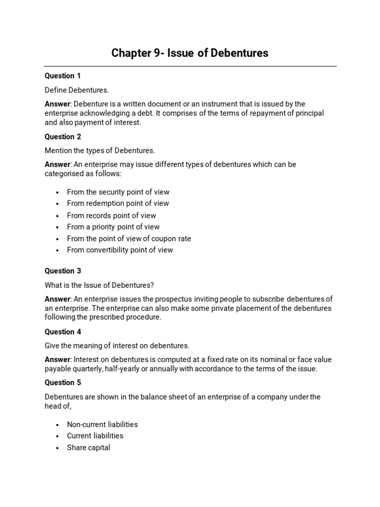 9 Issue Of Debentures Pdf