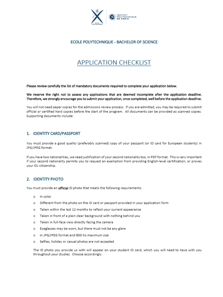 Application Checklist 2023-24 | PDF | Identity Document